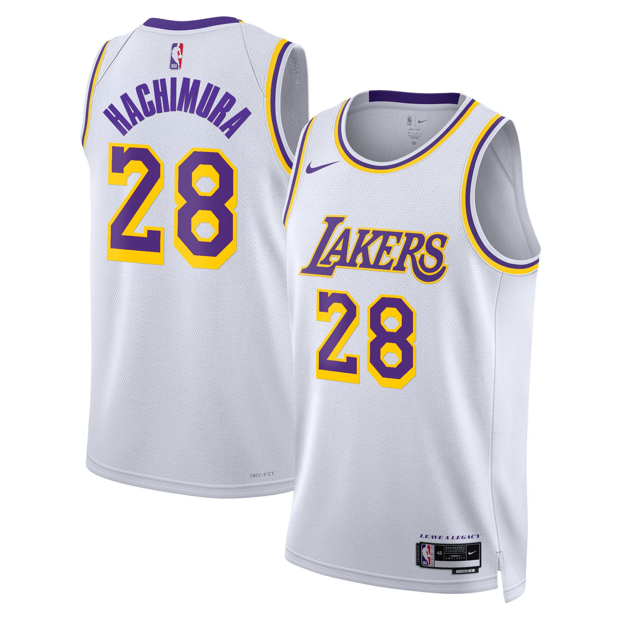 Men Los Angeles Lakers #28 Hachimura White 2025 Nike Swingman NBA Jersey